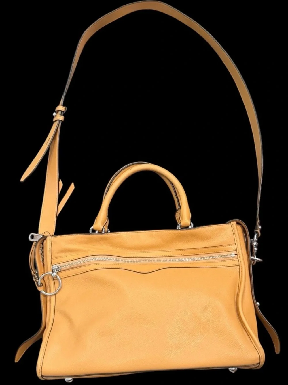 Rebecca Minkoff Satchel Tote Bag Purse Cognac Brown Pebbled Leather